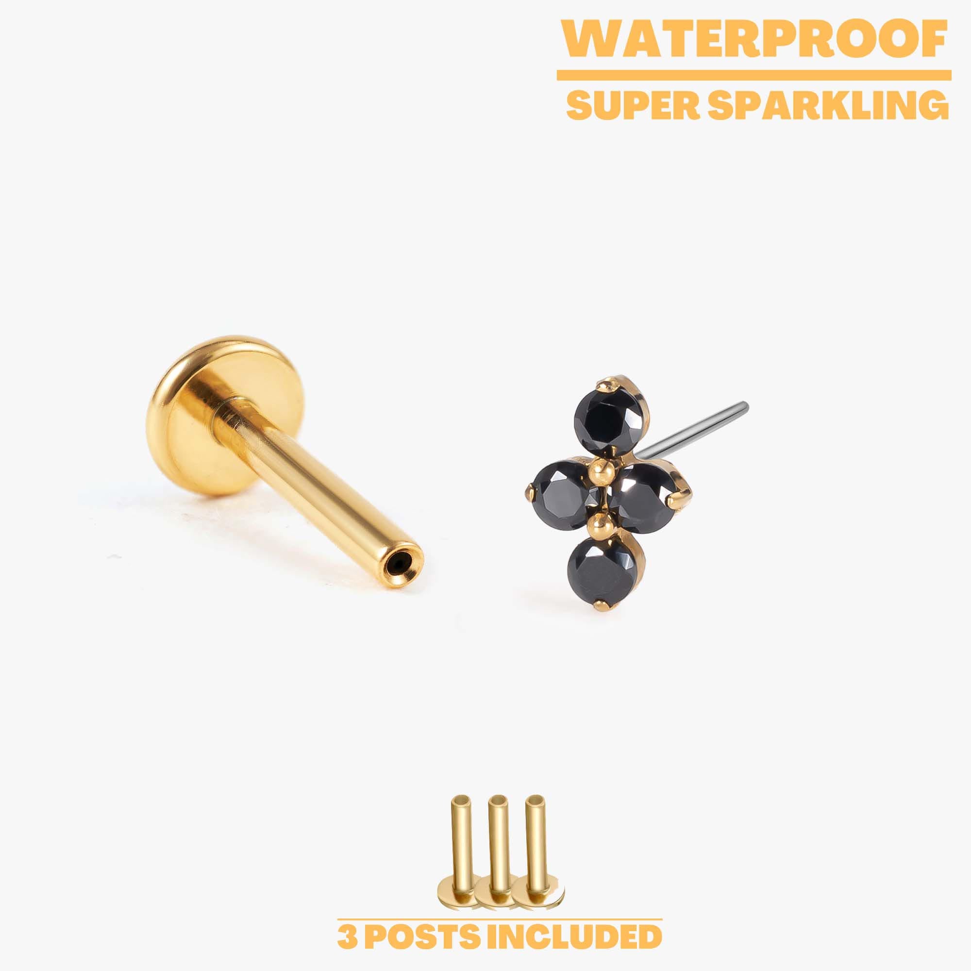 Lina Black Bloom Flatback Earring – Titanium