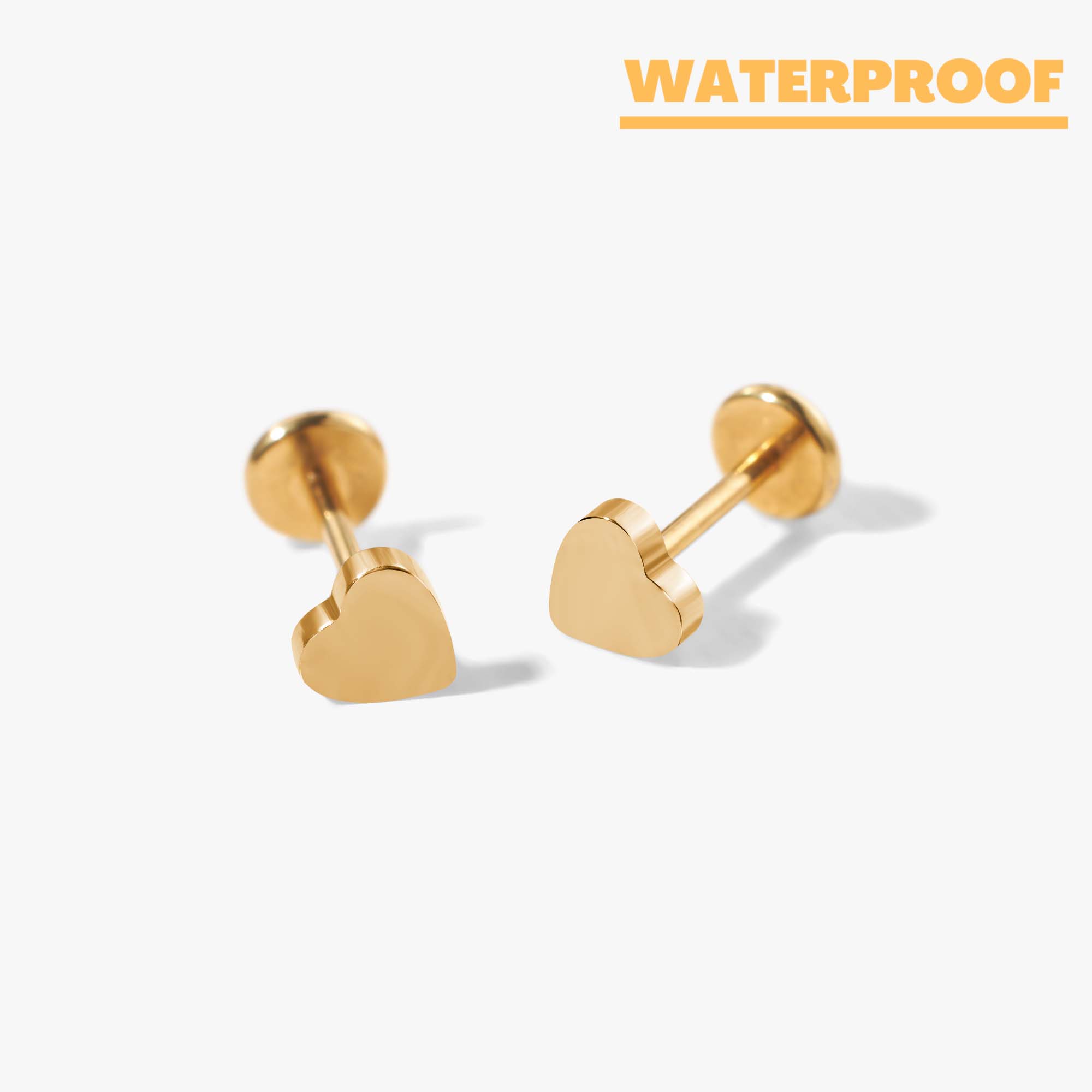 Heart Flat Back Earrings | Minimalist Titanium Piercing Jewelry