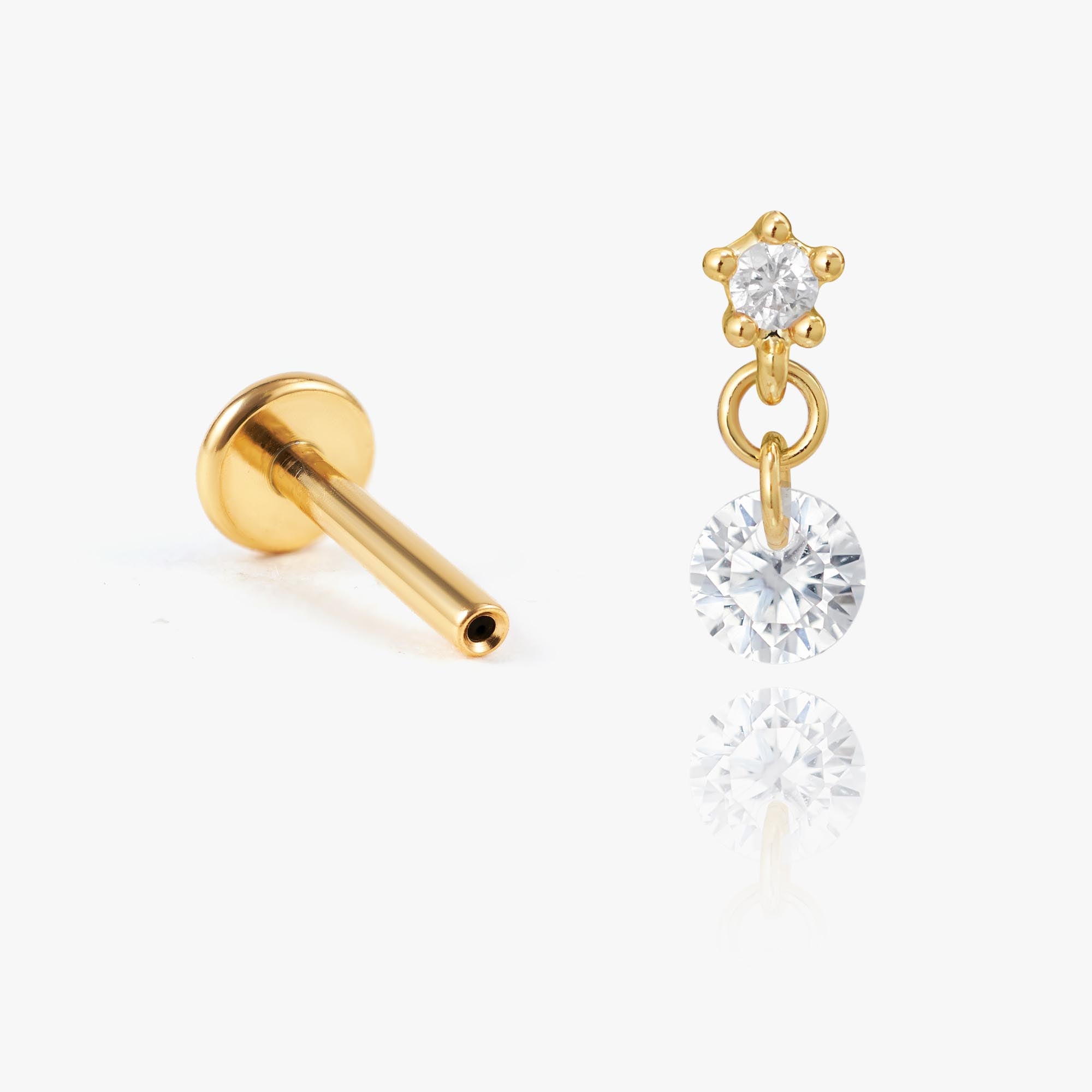 Dainty Crystal Dangle Flat Back Earring | 18K Gold Titanium | EricaJewels