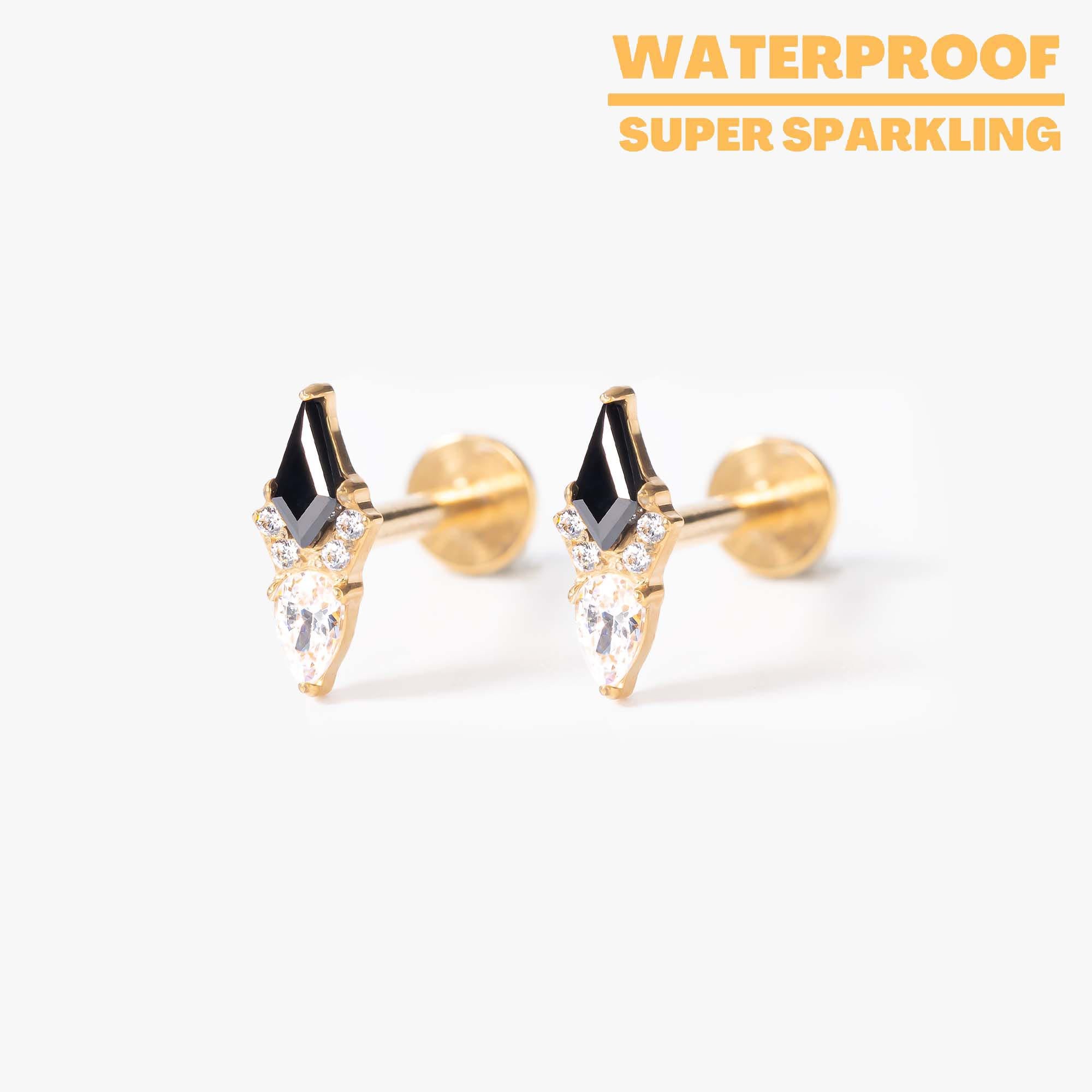 Eva Black Kite Cut Flatback Earrings – Titanium