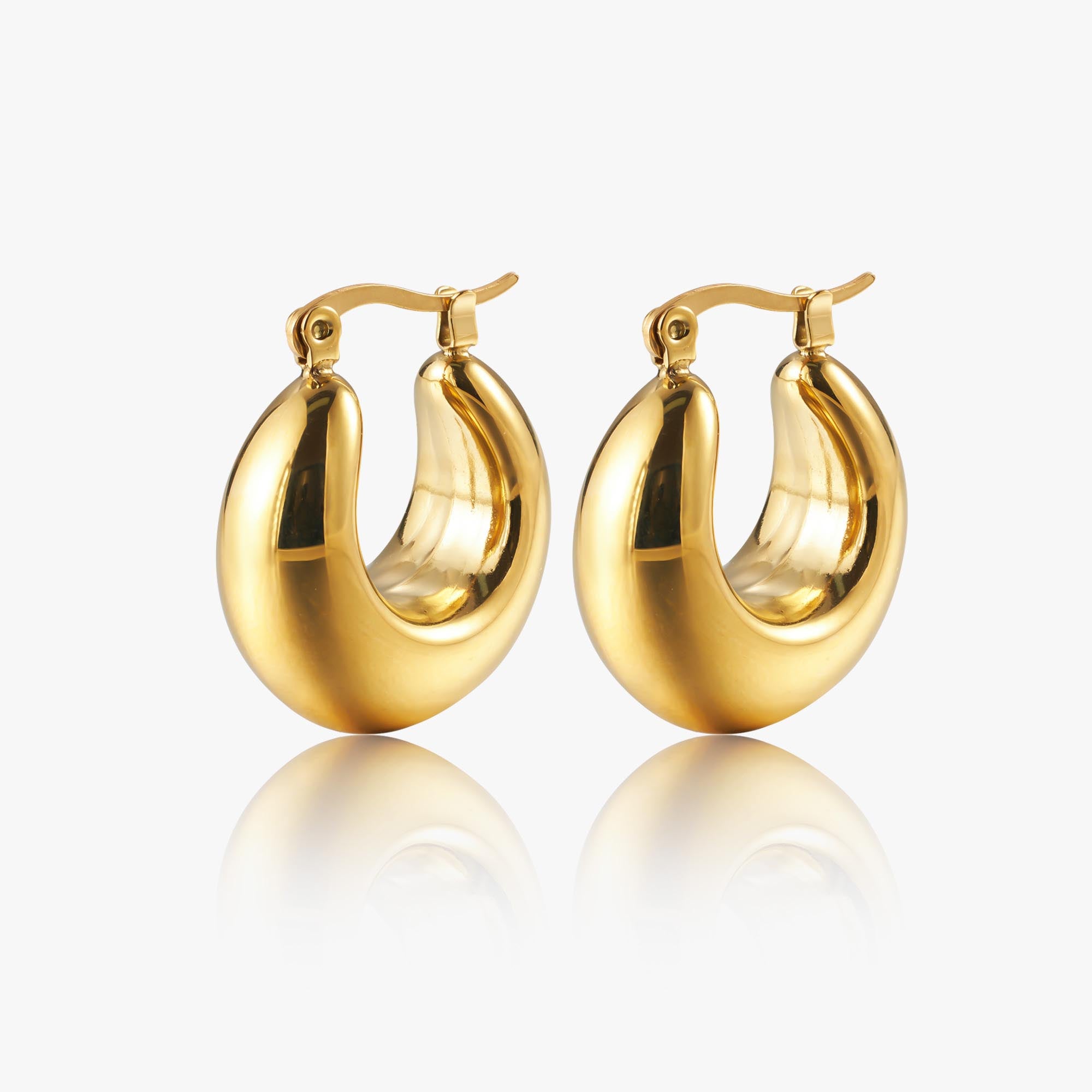 Chunky Plain Statement Hoop Earrings