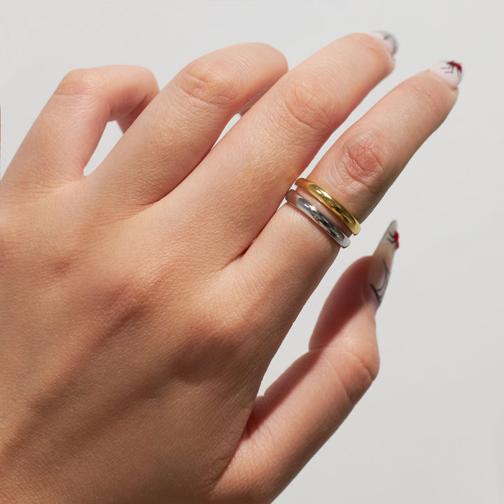 gold and sterling silver band ring