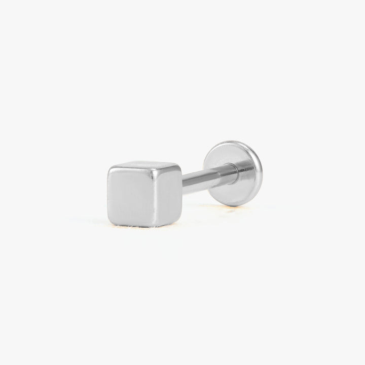 Tiny Plain Square Flat Back Push Pin Earring