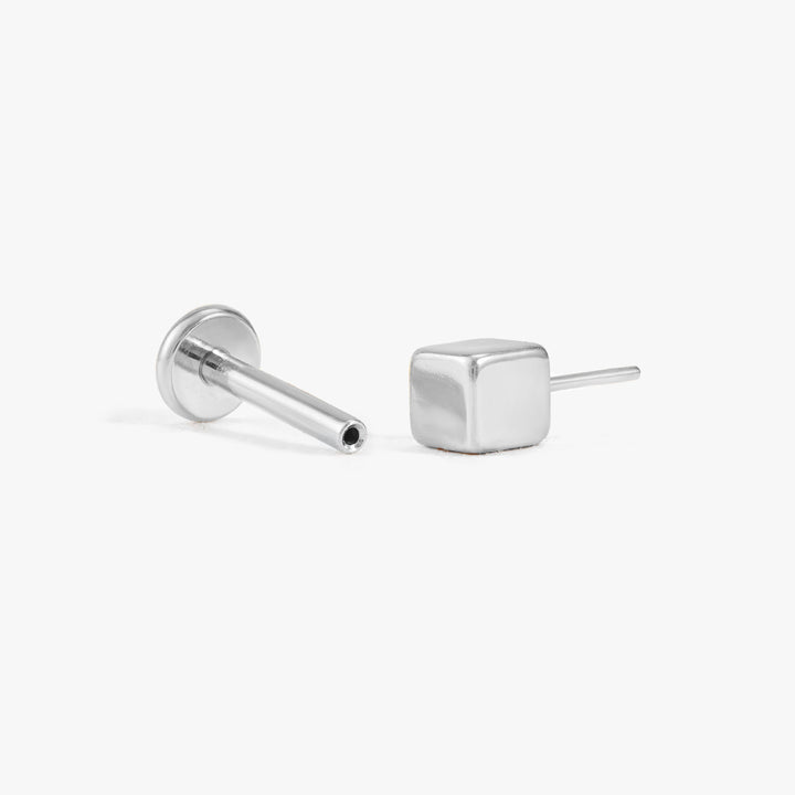 Tiny Plain Square Flat Back Push Pin Earring