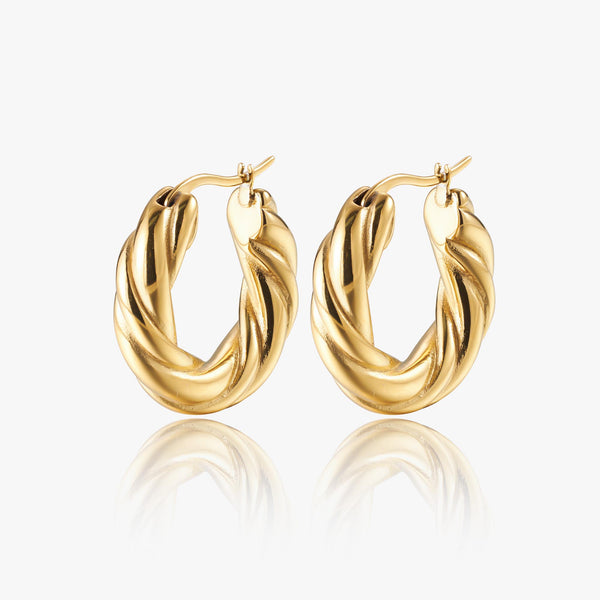 Twisted Plain Bold Hinged Hoop Earrings