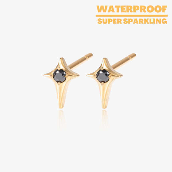 Stella - Black Star Titanium Stud Earrings
