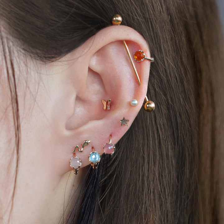 Édition limitée | Boucles d'oreilles Huggie Hoop avec pierres précieuses naturelles