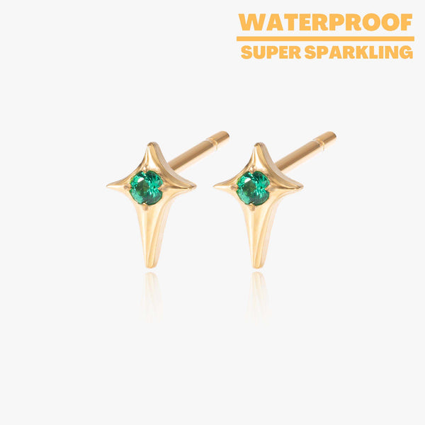Stella - Emerald Star Titanium Stud Earrings