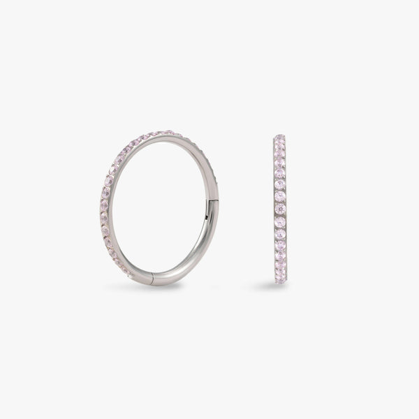16G Multiple Sizes Pink 3A CZ Cartilage Hoop