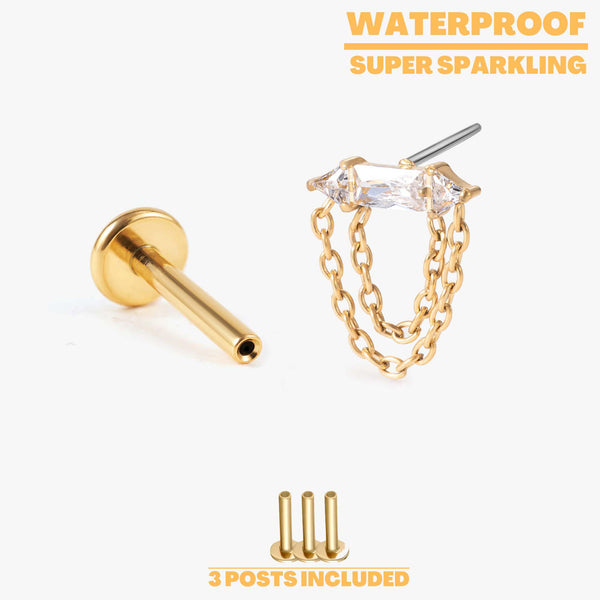 Rhea – Crystal Bar & Chain Push Pin Flatback Stud