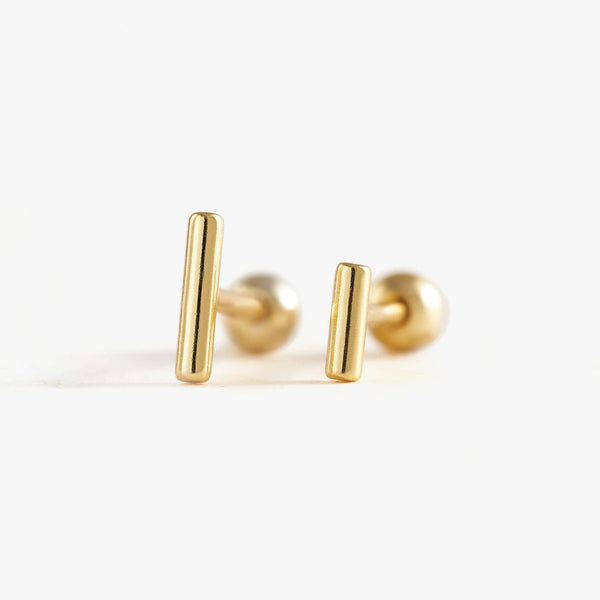 18G Simple Bar Plain Screw Back Earrings