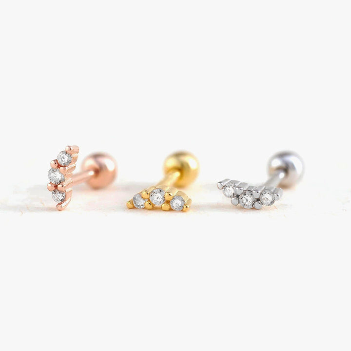 18G Tiny Crystal 3A CZ Cluster Screw Back Earrings