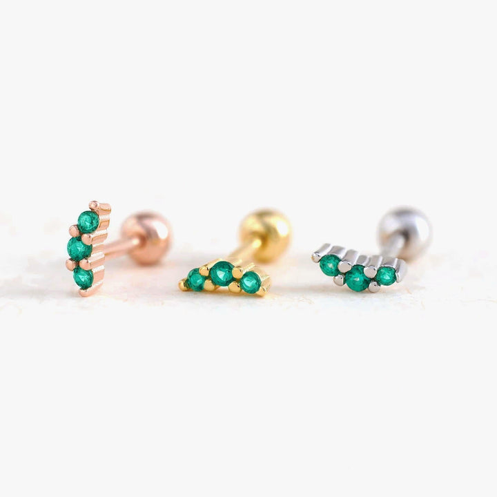 18G Tiny Emerald Green 3A CZ Cluster Screw Back Earrings