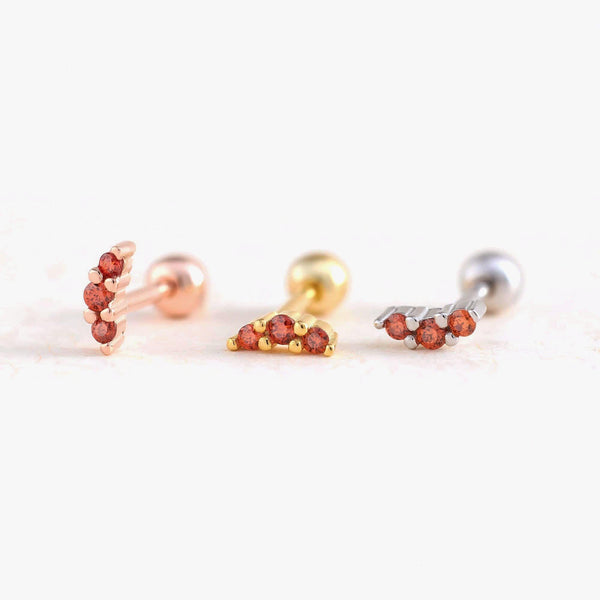 18G Tiny Garnet Red 3A CZ Cluster Screw Back Earrings