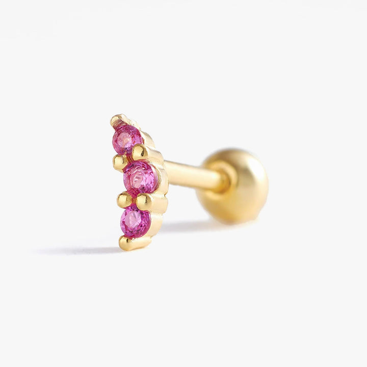 18G Tiny Ruby Red 3A CZ Cluster Screw Back Earrings