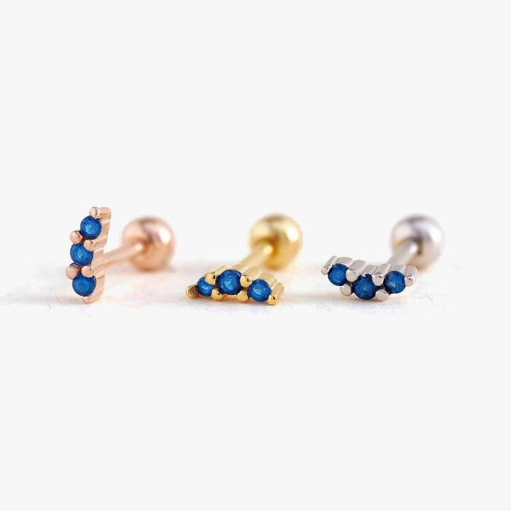 18G Tiny Sapphire Blue 3A CZ Cluster Screw Back Earrings