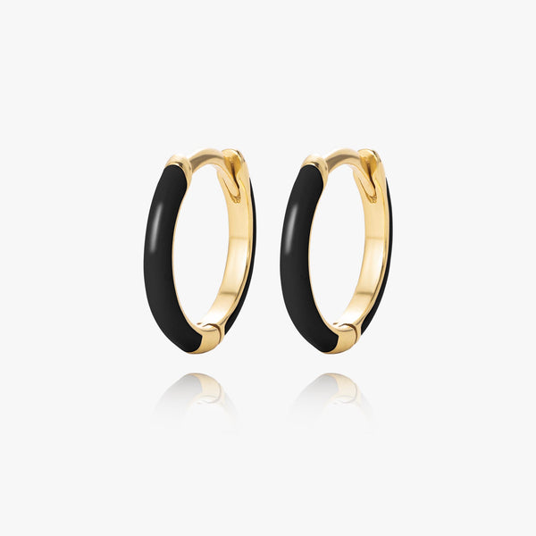 Bold Edge Black And White Enamel Hoop Earrings