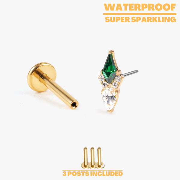 Eva - Kite Cut Emerald Push Pin Stud