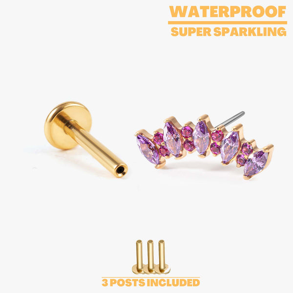 Elara - Amethyst Crown Push Pin Flatback Stud