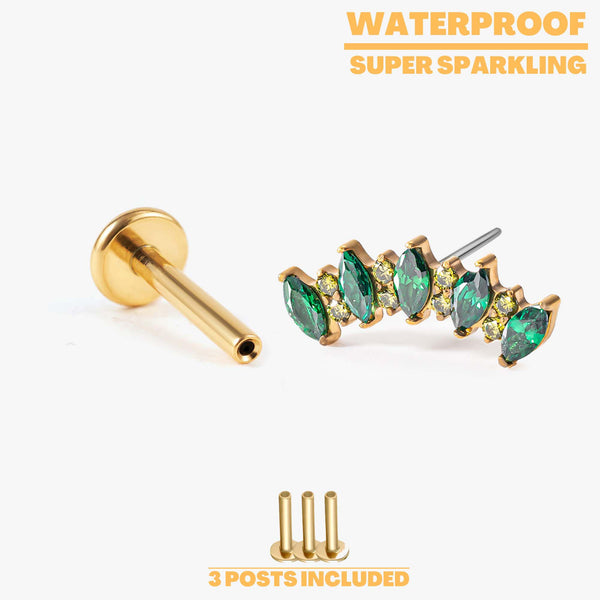 Elara - Emerald Crown Push Pin Flatback Stud