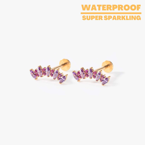 Elara - Amethyst Crown Titanium Stud Earrings