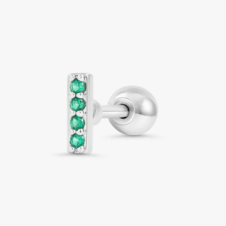 Emerald Green 3A CZ  Bar Flat Back Piercing Stud
