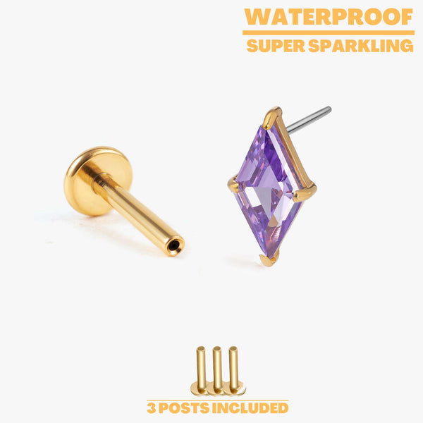 Vera - Amethyst Diamond Push Pin Flatback Stud