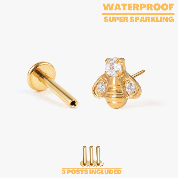 Crystal Bee Ttianium Flatback Stud
