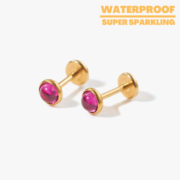 Natural Ruby Push Pin Stud Earrings