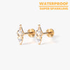 Eva - Kite Cut Titanium Flatback Studs in Crystal