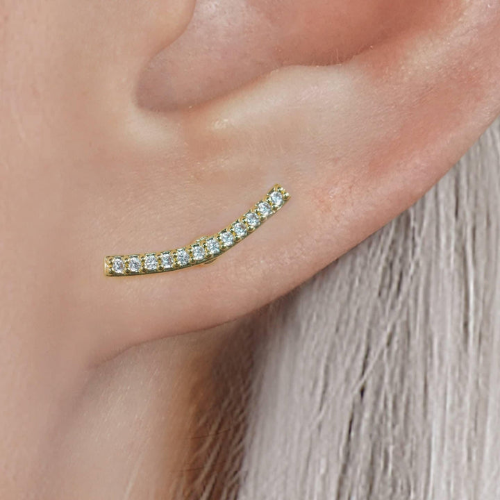 Gebogener Kristall 3A CZ Flache Rückseite Piercing Ohrring