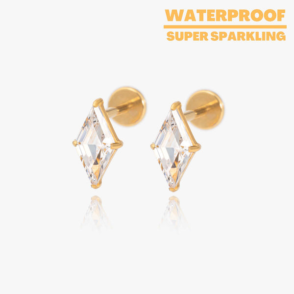Vera - Crystal Diamond Push Pin Titanium Earrings