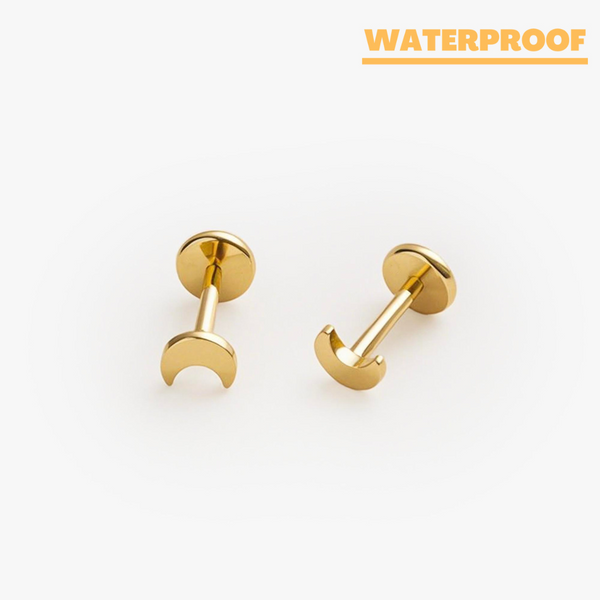 Plain Moon Flat Back Stud Earrings