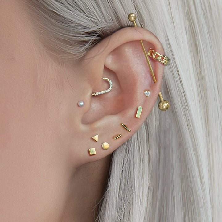 Mini Plain Disc Push Pin Piercing Ohrring