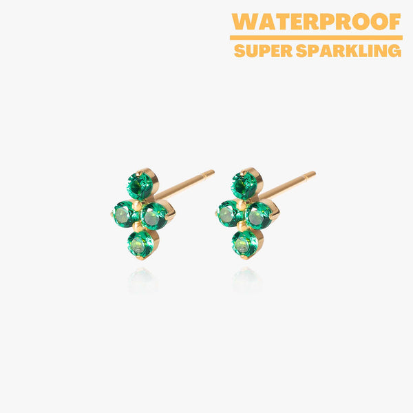 Lina - Emerald Bloom Titanium Stud Earrings