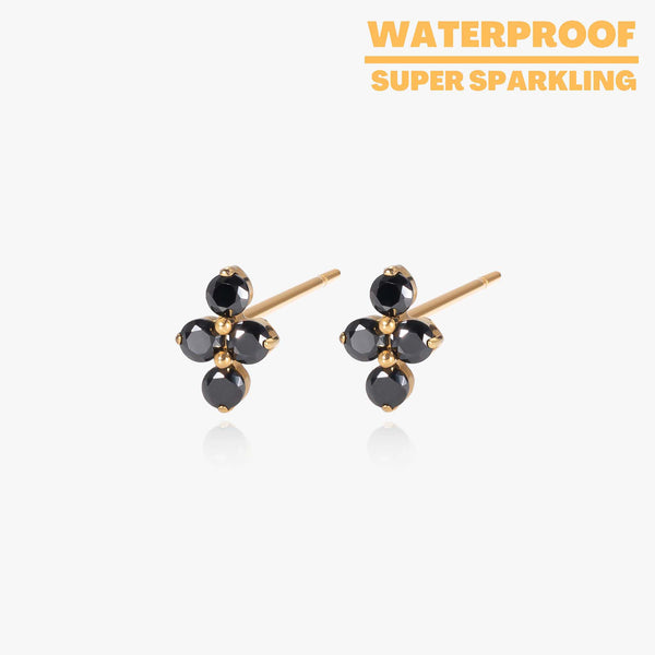 Lina - Black  Bloom Titanium Stud Earrings