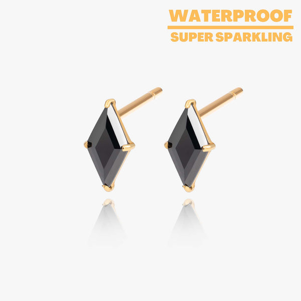 Vera - Black Diamond Titanium Stud Earrings
