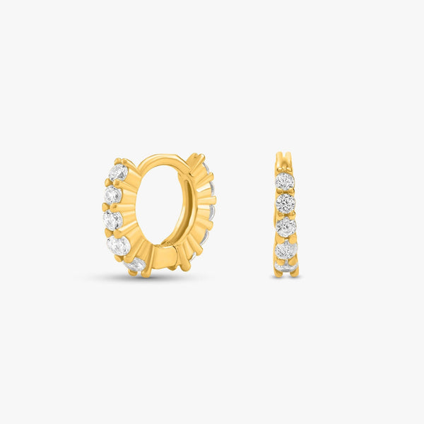 6MM Crystal 3A CZ Upper Helix Huggie Hoop Earrings