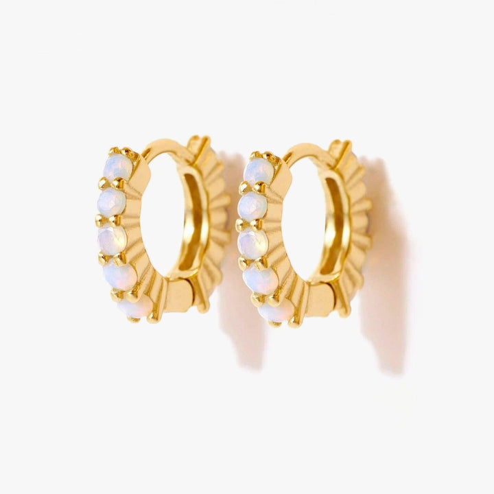 6MM White Opal Upper Helix Huggie Hoop Earrings