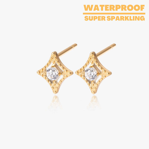 Mina – Crystal Rhombus Stud Earrings