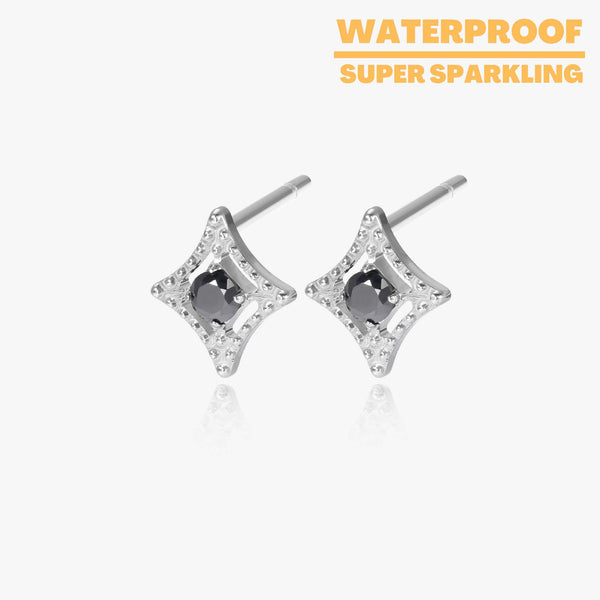 Mina – Black Rhombus Stud Earrings