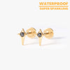 Stella - Black Star Titanium Flatback Earrings