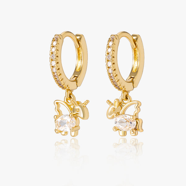 Unicorn Crystal Dangle Hoop Earrings