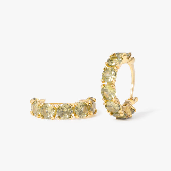 Chunky Peridot Hinged Hoop Earrings