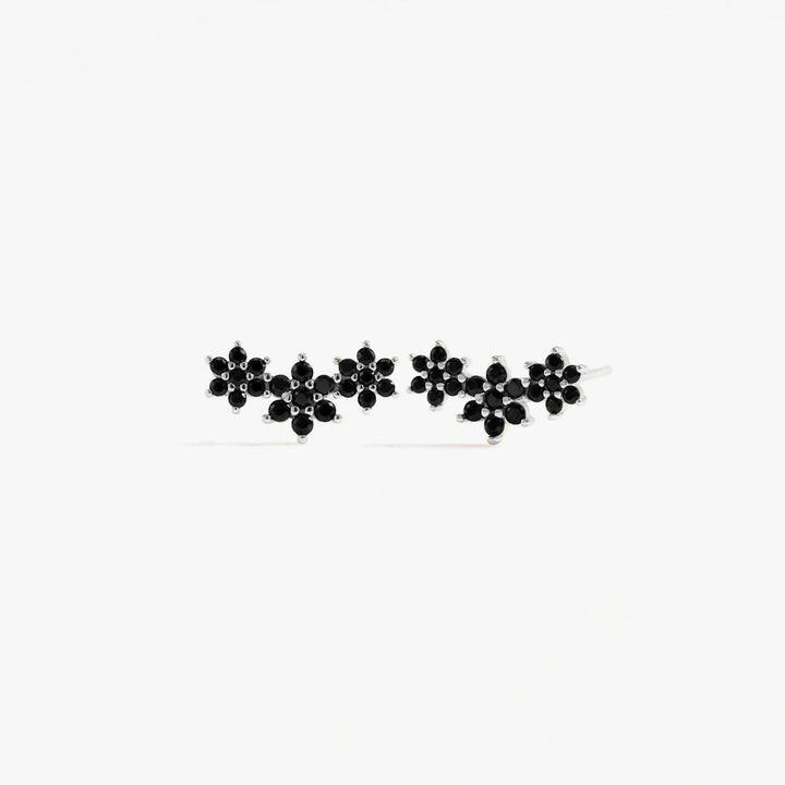 Triple Crystal 3A CZ Flower Stud Earrings
