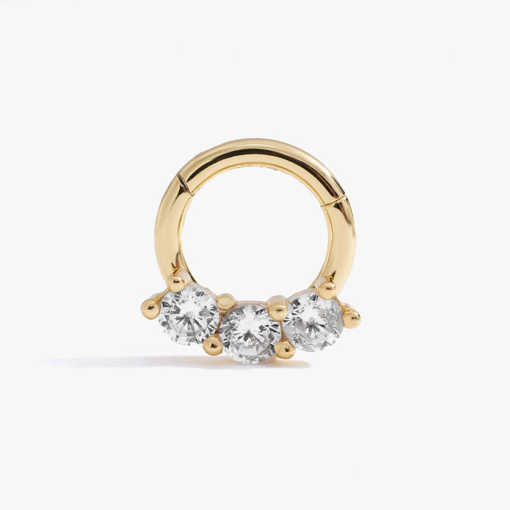 Triple Crystal 3A CZ Daith Jewelry & Septum Rings
