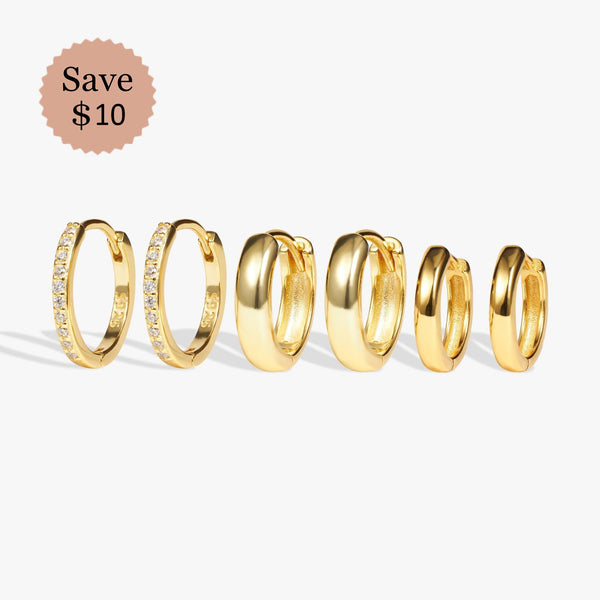 Classic Hoop Earrings Set - Sterling Silver