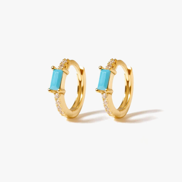 Baguette Turquoise Hoop Earrings