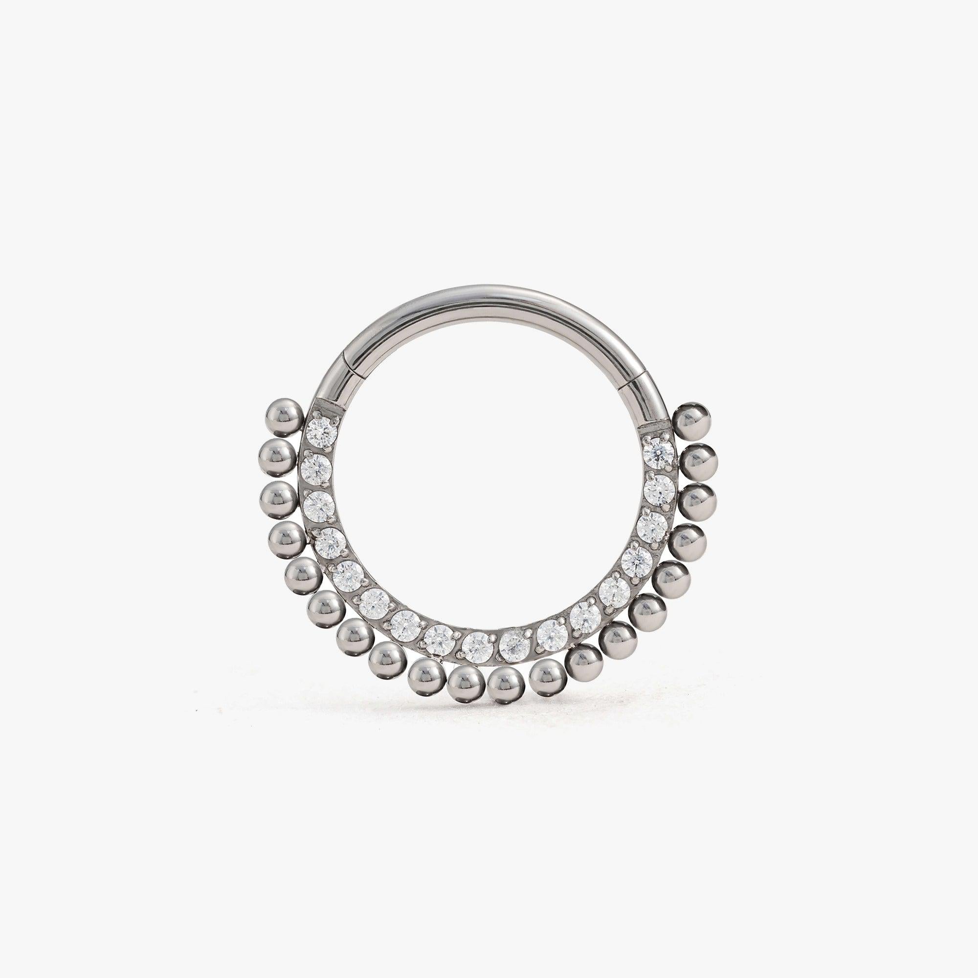 Beaded and Crystal 3A CZ Daith Hoop - Erica Jewels – EricaJewels