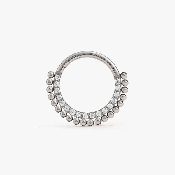 Beaded And Crystal 3A CZ Daith Jewelry & Septum Rings